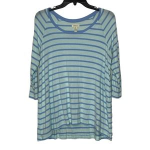 Matilda Jane T-Shirt Size Small Blue Striped‎ Stretch Blend Womens 3/4 Sleeve